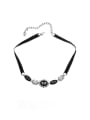 thumb Brass Cubic Zirconia Bowknot Hip Hop Necklace 0