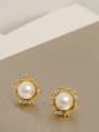 thumb Brass Imitation Pearl Geometric Vintage Stud Trend Korean Fashion Earring 2