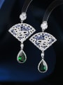 thumb Brass Cubic Zirconia Triangle Luxury Cluster Earring 3