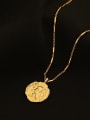 thumb Brass Round lion Vintage Pendant Necklace 0