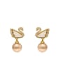 thumb Brass Cubic Zirconia Geometric Cute Swan  Stud Earring 0