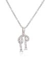 thumb Brass Cubic Zirconia Bowknot Hip Hop Necklace 2