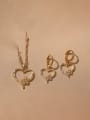 thumb Brass Cubic Zirconia Hip Hop Heart and Necklace Set 0