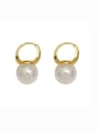 thumb Brass Imitation Pearl Geometric Minimalist Huggie Earring 0