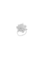 thumb Brass Cubic Zirconia White Flower Dainty Band Ring 0