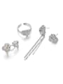thumb Brass Cubic Zirconia Hip Hop Heart Ring And Earring Set 2