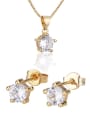 thumb Brass Cubic Zirconia Minimalist Round  Earring and Necklace Set 0