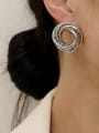 thumb Brass Cubic Zirconia Geometric Vintage Hoop Trend Korean Fashion Earring 1