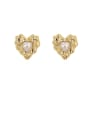 thumb Copper Imitation Pearl Heart Vintage Stud Trend Korean Fashion Earring 0