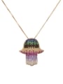 thumb Brass Cubic Zirconia Multi Color Hand Of Gold Dainty Necklace 0
