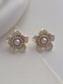 thumb Brass Enamel Flower Minimalist Stud Earring 2