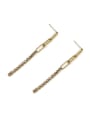 thumb Brass Cubic Zirconia Tassel Minimalist Threader Earring 2