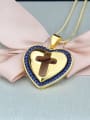 thumb Brass Cubic Zirconia Heart Minimalist Regligious Necklace 1