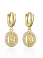 thumb Brass Cubic Zirconia Geometric Vintage Virgin mary Huggie Earring 0