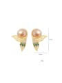thumb Brass Imitation Pearl Leaf Dainty Stud Earring 1