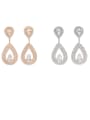 thumb Copper  Cubic Zirconia Water Drop Dainty Stud Trend Korean Fashion Earring 0