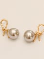 thumb Brass Imitation Pearl knot Vintage Drop Trend Korean Fashion Earring 2