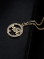 thumb Brass Cubic Zirconia Heart Vintage Letter Pendant Necklace 2