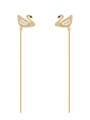 thumb Brass Cubic Zirconia Swan Trend Threader Earring 0
