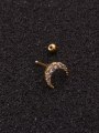 thumb Brass Cubic Zirconia Moon Cute Stud Earring 3
