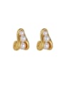 thumb Brass Imitation Pearl Geometric Hip Hop Stud Earring 0
