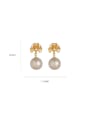 thumb Brass Imitation Pearl Flower Dainty Stud Earring 2