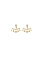 thumb Brass Cubic Zirconia Tassel Dainty Stud Earring 0