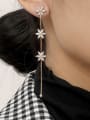 thumb Brass Cats Eye Flower Vintage Threader Trend Korean Fashion Earring 1