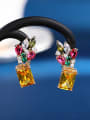 thumb Brass Cubic Zirconia Flower Luxury Drop Earring 1