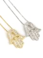 thumb Brass Cubic Zirconia Hand Of Gold Dainty Necklace 4