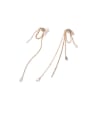 thumb Brass Freshwater Pearl Tassel Minimalist Threader Earring(single) 0