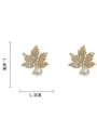 thumb Brass Cubic Zirconia Leaf Minimalist Stud Earring 2