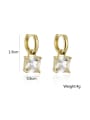 thumb Brass Glass Stone Geometric Minimalist Huggie Earring 4