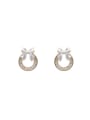 thumb Brass Cubic Zirconia Bowknot Minimalist Stud Earring 3