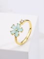 thumb Brass Cubic Zirconia Flower Classic Band Ring 2