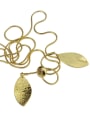 thumb Brass Smooth Leaf Minimalist Pendants  Necklace 1