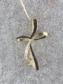 thumb Brass Cubic Zirconia Cross Minimalist Initials Necklace 2