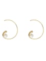 thumb Brass Imitation Pearl Geometric Minimalist Hook Earring 0