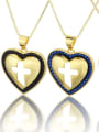 thumb Brass Cubic Zirconia Heart Minimalist Regligious Necklace 0