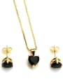 thumb Brass Heart Cubic Zirconia Earring and Necklace Set 1