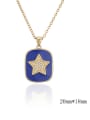 thumb Brass Cubic Zirconia Rectangle Vintage Five-pointed star Necklace 2