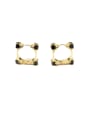 thumb Brass Obsidian Geometric Minimalist Huggie Earring 0