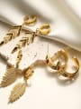 thumb Brass Cubic Zirconia Feather Trend Stud Earring 2