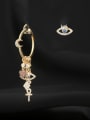 thumb Brass Cubic Zirconia Asymmetrical    Heart Tassel Luxury Cluster Earring 0