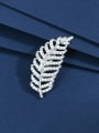 thumb Brass Cubic Zirconia Feather Statement Brooch 3