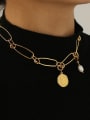 thumb Brass Simple Retro Hollow Geometric Chain Necklace 1