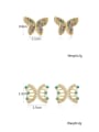 thumb Brass Cubic Zirconia Enamel Butterfly Bohemia Stud Earring 2