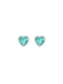 thumb Brass Cubic Zirconia Green Heart Dainty Stud Earring 0