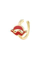 thumb Brass Enamel Mouth Vintage Single Earring(Single Only One) 2