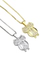 thumb Brass Cubic Zirconia Owl Cute Necklace 0